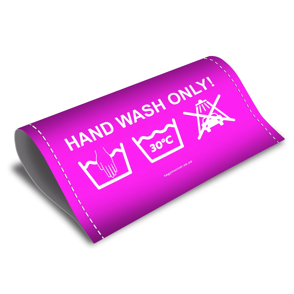 Car tag - hand wash only - pink - tag your car