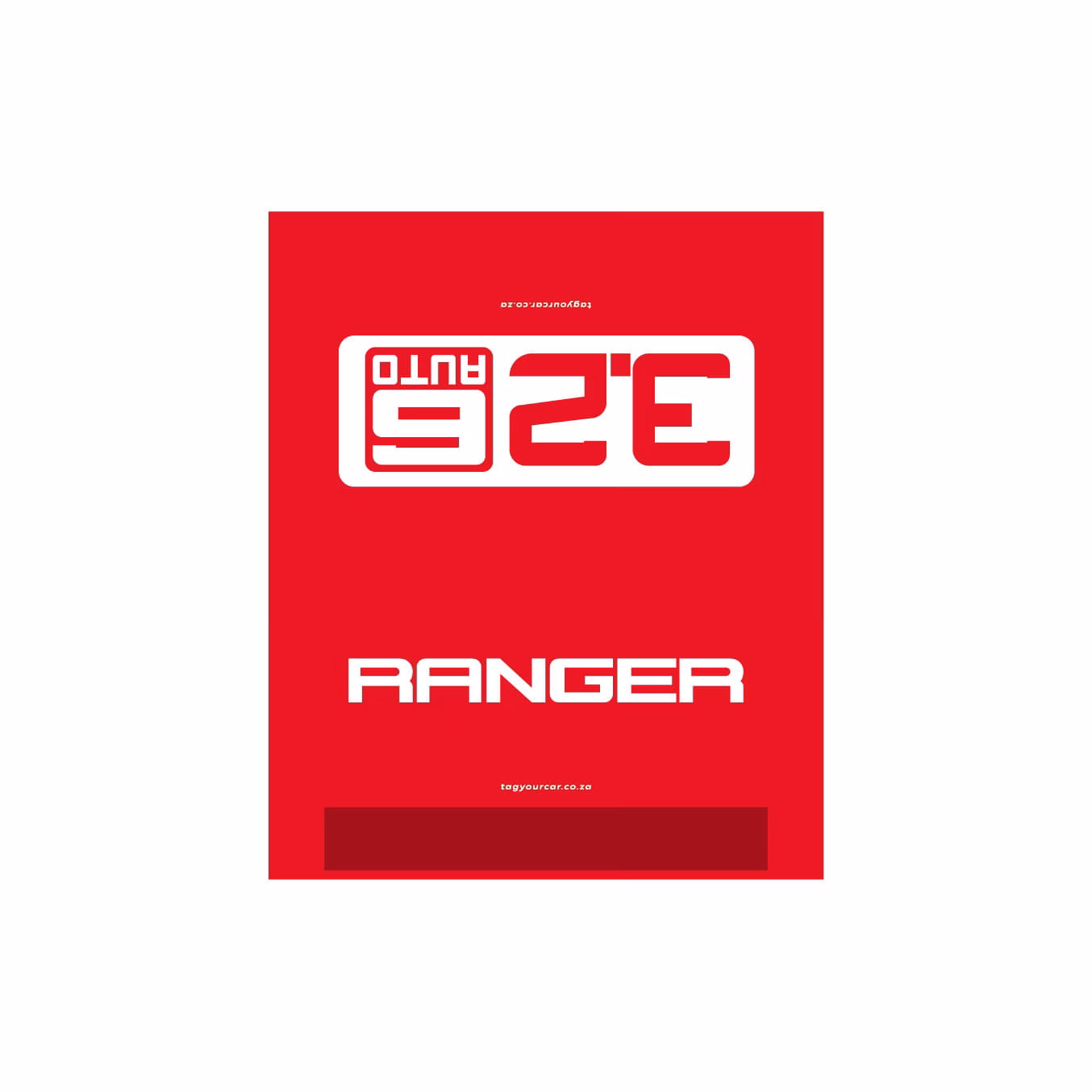 Tag Your Car - Ford Ranger clean - 3.2 6 auto - red - Flat Tags - car tag