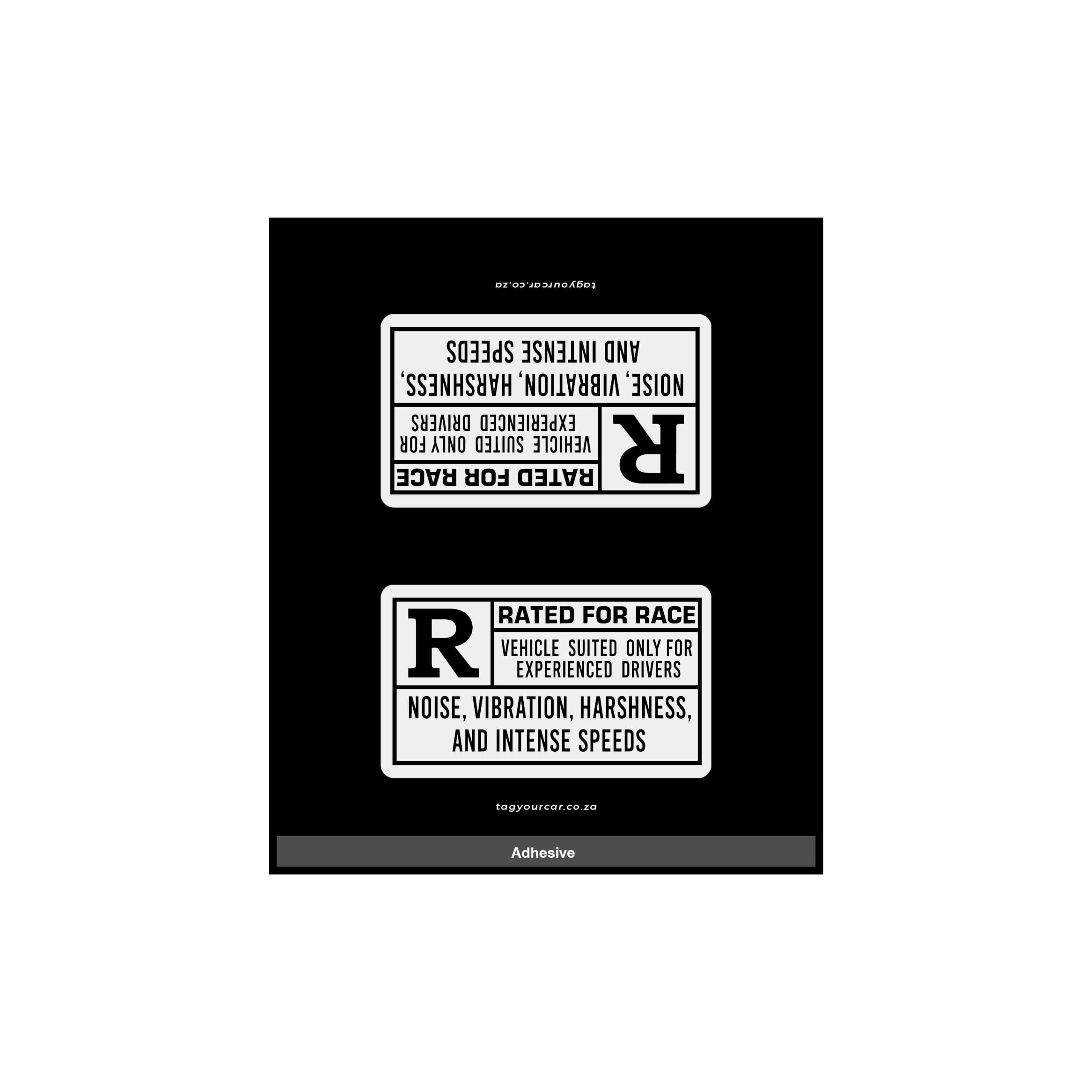 Tag Your Car - Rated for Race - black - car tag