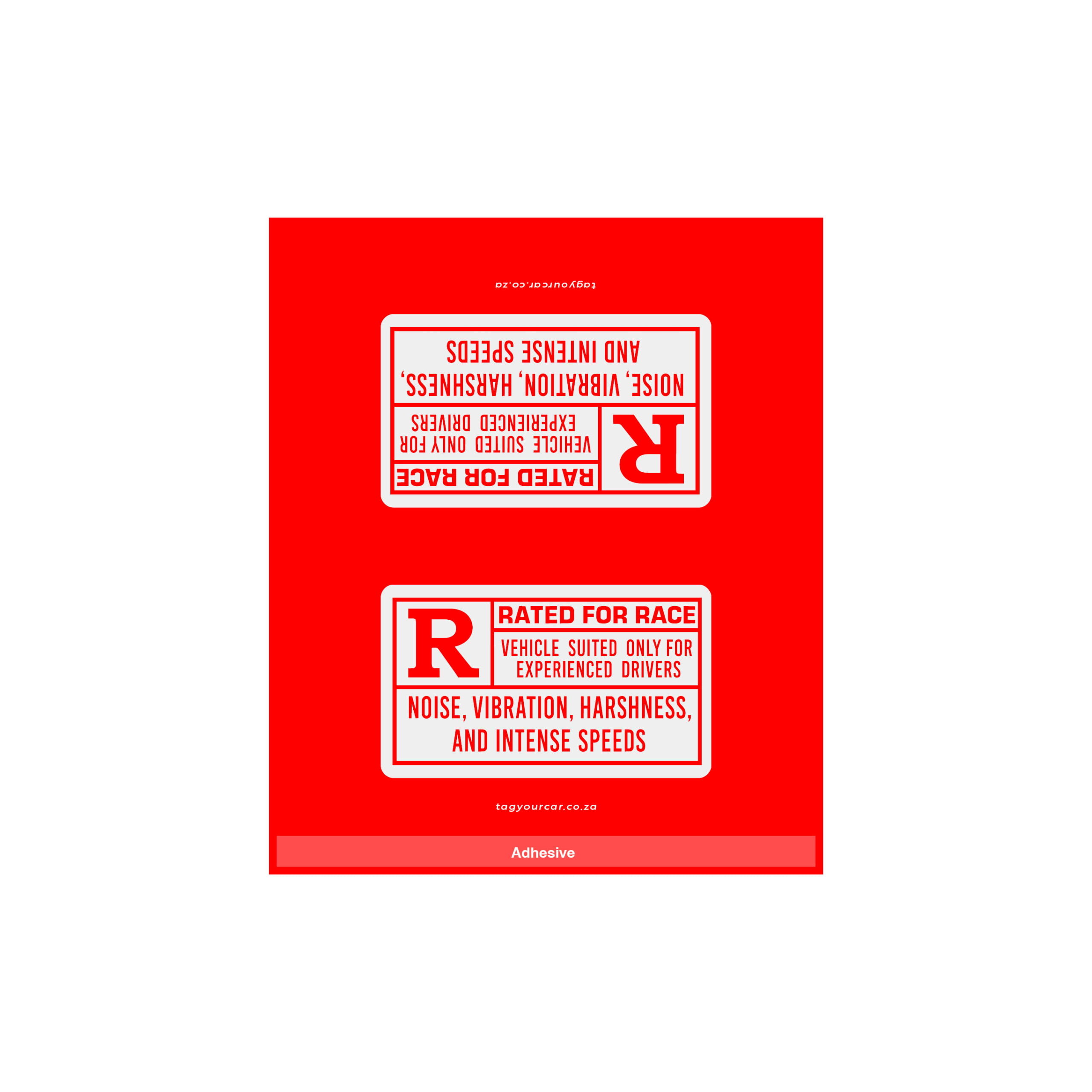 Tag Your Car - Rated for Race - red - car tag